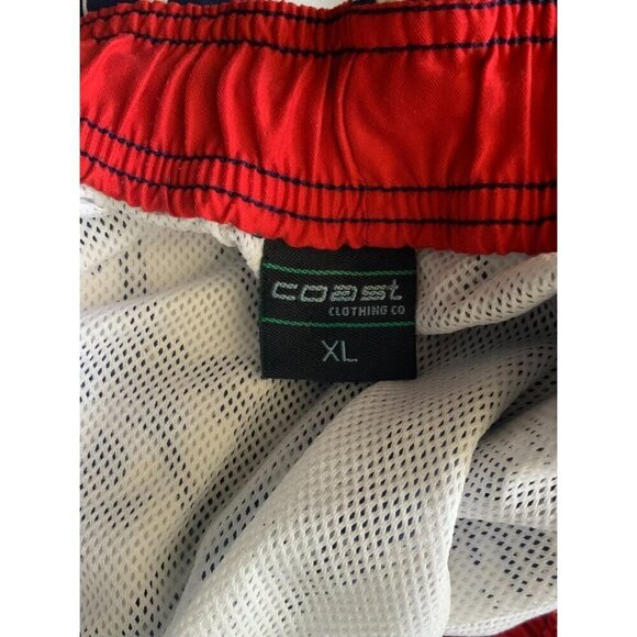 Coast Swim Trunks Blue White Tropical Print Elastic Waistband Mesh Lining Men XL - Picture 4 of 8